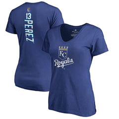Royal Salvador Perez Kansas City Royals Women's Backer V-Neck T-Shirt