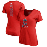 Red Mike Trout Los Angeles Angels Women's Backer V-Neck T-Shirt