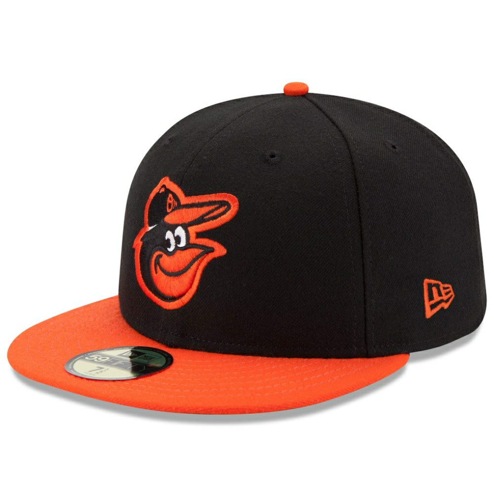Black/Orange Baltimore Orioles New Era Road Authentic Collection On-Field 59FIFTY Fitted Hat