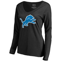 Women's Primary Logo 2 V-Neck Long Sleeve T-Shirt - Detroit Lions T-shirts