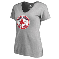 Heather Gray Boston Red Sox Women's Cooperstown Collection Forbes V-Neck T-Shirt