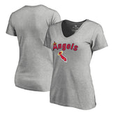 Heather Gray Los Angeles Angels Women's Core Wahconah V-Neck T-Shirt