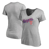 Heather Gray Texas Rangers Women's Core Wahconah V-Neck T-Shirt
