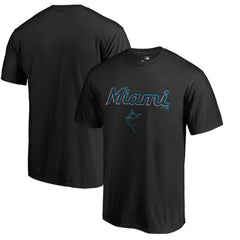 Black Miami Marlins Team Lockup T-Shirt