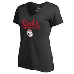 Black Cincinnati Reds Women's Team Lockup T-Shirt