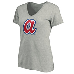 Ash Atlanta Braves Women's Forbes V-Neck T-Shirt