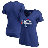 Royal Clayton Kershaw Los Angeles Dodgers Women's Player Hometown Collection V-Neck T-Shirt