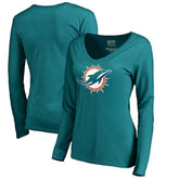 Women's Primary Logo V-Neck Long-Sleeve T-Shirt - Miami Dolphins T-shirts