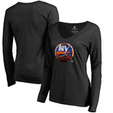 NHL New York Islanders Women's Midnight Mascot Long Sleeve V-Neck T-Shirt
