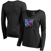 NHL New York Rangers Women's Midnight Mascot Long Sleeve V-Neck T-Shirt