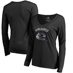 NHL Vancouver Canucks Women's Midnight Mascot Long Sleeve V-Neck T-Shirt