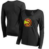 Atlanta Hawks Women's Midnight Mascot Long Sleeve V-Neck T-Shirt