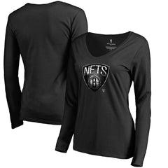 Brooklyn Nets Women's Midnight Mascot Long Sleeve V-Neck T-Shirt