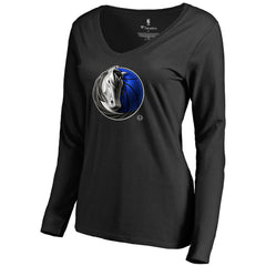 Dallas Mavericks Women's Midnight Mascot Long Sleeve V-Neck T-Shirt sale