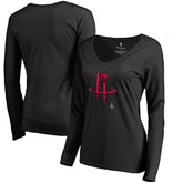 Houston Rockets Women's Midnight Mascot Long Sleeve V-Neck T-Shirt
