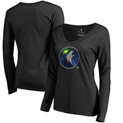 Minnesota Timberwolves Women's Midnight Mascot Long Sleeve V-Neck T-Shirt