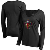 New Orleans Pelicans Women's Midnight Mascot Long Sleeve V-Neck T-Shirt