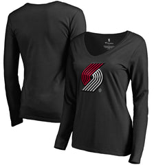 Portland Trail Blazers Women's Midnight Mascot Long Sleeve V-Neck T-Shirt