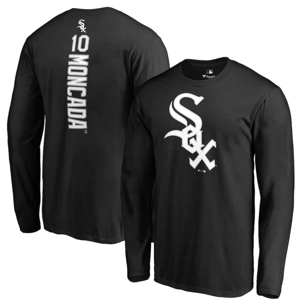 Black Yoan Moncada Chicago White Sox Backer Long Sleeve T-Shirt