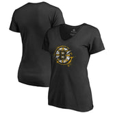 NHL Boston Bruins Women's Splatter Logo V-Neck T-Shirt