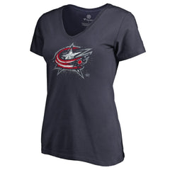 NHL Columbus Blue Jackets Women's Splatter Logo V-Neck T-Shirt