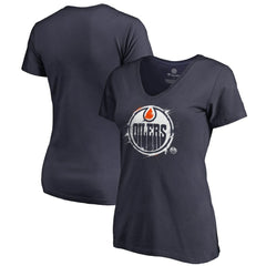NHL Edmonton Oilers Women's Splatter Logo V-Neck T-Shirt