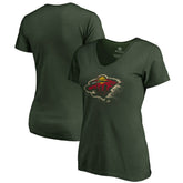 NHL Minnesota Wild Women's Splatter Logo V-Neck T-Shirt