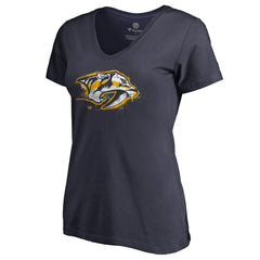 NHL Nashville Predators Women's Splatter Logo V-Neck T-Shirt