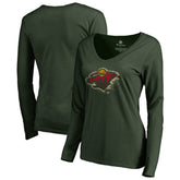 NHL Minnesota Wild Women's Splatter Logo V-Neck Long Sleeve T-Shirt
