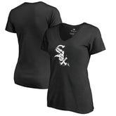 Black Chicago White Sox Women's Splatter Logo V-Neck T-Shirt
