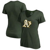 Green Athletics Women's Splatter Logo V-Neck T-Shirt