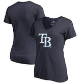 Navy Tampa Bay Rays Women's Splatter Logo V-Neck T-Shirt
