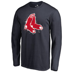 Navy Boston Red Sox Splatter Logo Long Sleeve T-Shirt