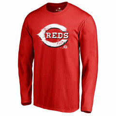 Red Cincinnati Reds Splatter Logo Long Sleeve T-Shirt