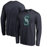 Navy Seattle Mariners Splatter Logo Long Sleeve T-Shirt