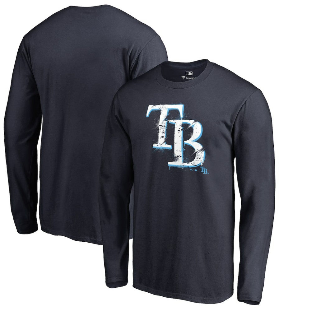 Navy Tampa Bay Rays Splatter Logo Long Sleeve T-Shirt