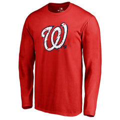 Red Washington Nationals Splatter Logo Long Sleeve T-Shirt