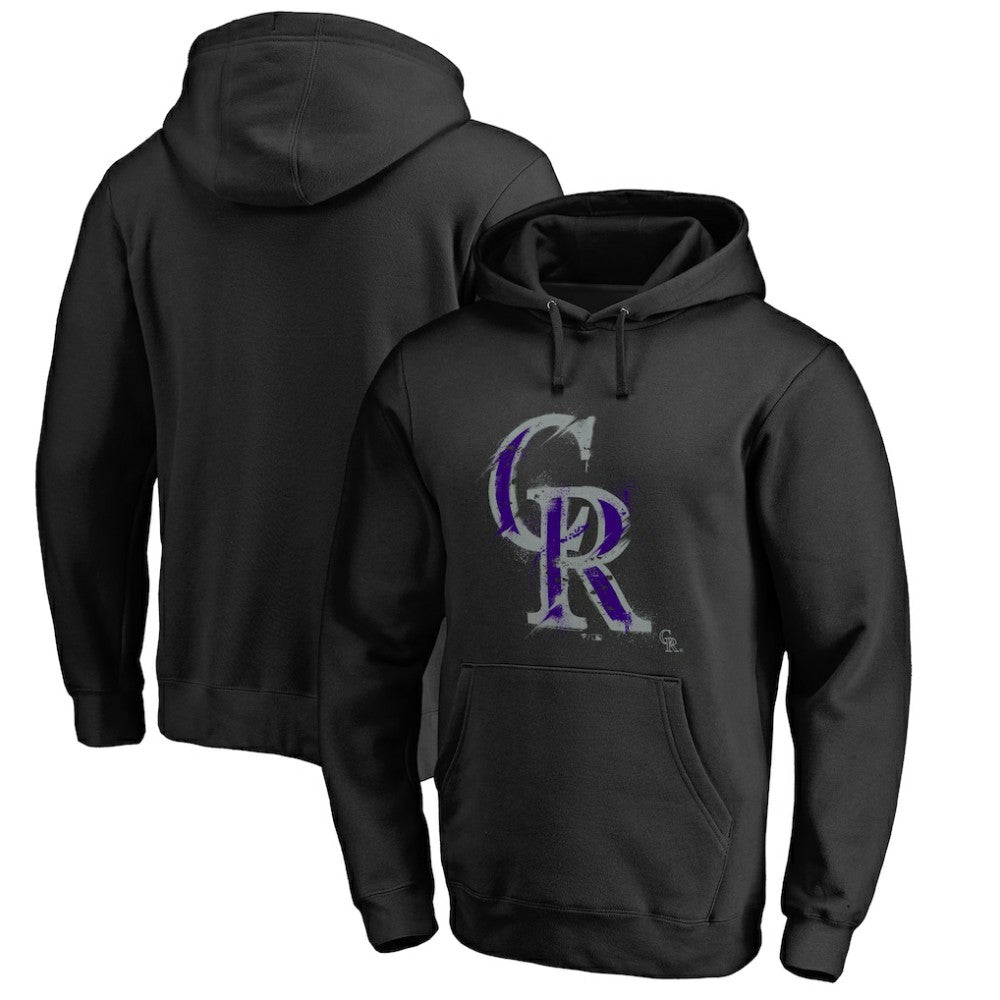 Black Colorado Rockies Splatter Logo Pullover Hoodie