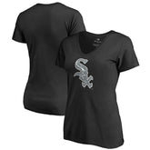 Black Chicago White Sox Women's Static Logo V-Neck T-Shirt