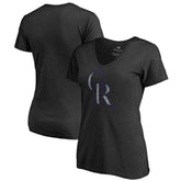 Black Colorado Rockies Women's Static Logo V-Neck T-Shirt