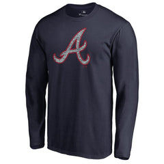 Navy Atlanta Braves Static Logo Long Sleeve T-Shirt