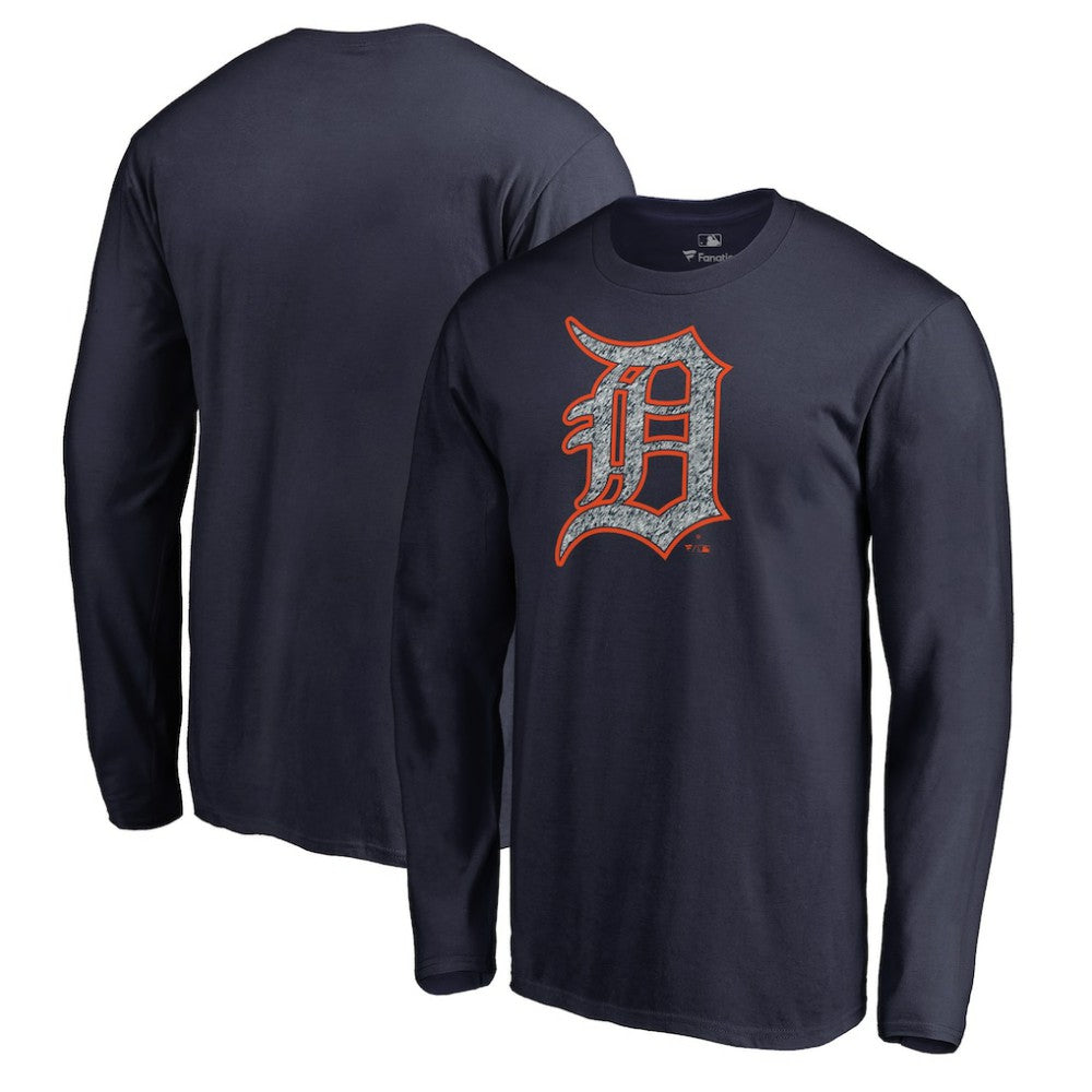 Navy Detroit Tigers Static Logo Long Sleeve T-Shirt