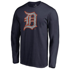 Navy Detroit Tigers Static Logo Long Sleeve T-Shirt