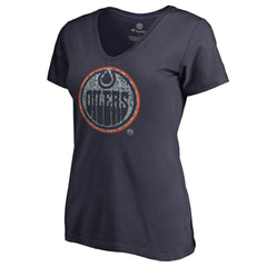 NHL Edmonton Oilers Women's Static Logo V-Neck T-Shirt