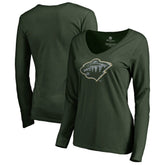 NHL Minnesota Wild Women's Static Logo Long Sleeve V-Neck T-Shirt