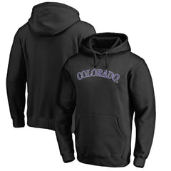 Black Colorado Rockies Official Wordmark Fitted Pullover Hoodie