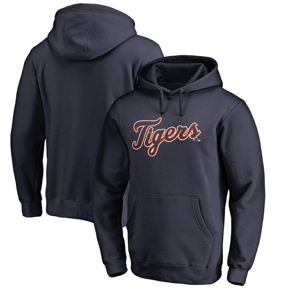 Navy Detroit Tigers Official Wordmark Fitted Pullover Hoodie