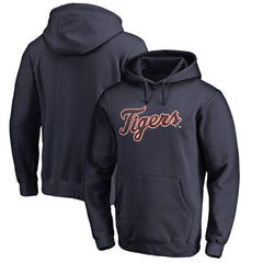 Navy Detroit Tigers Official Wordmark Fitted Pullover Hoodie