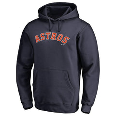 Navy Houston Astros Official Wordmark Fitted Pullover Hoodie