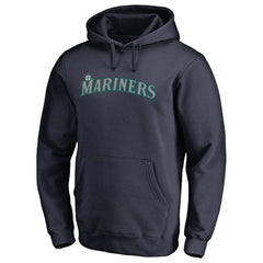 Navy Seattle Mariners Official Wordmark Fitted Pullover Hoodie